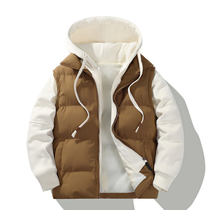 Herren zweilagige Kapuzen-Steppjacke mit abnehmbarer Wattierung und weichen Ärmelpanelen Drune