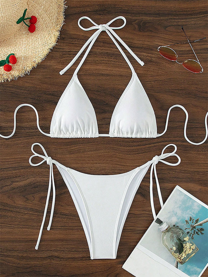 Damen Triangel-Bikini mit verstellbaren Trägern und Seitenbindebändern Drune