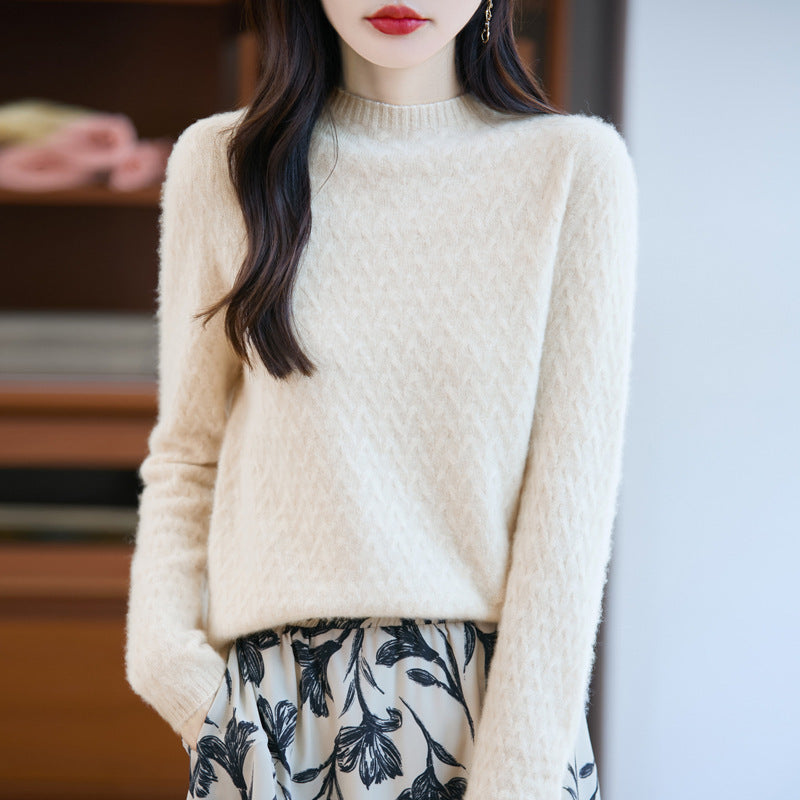 Damen Weicher Feinstrick‑Pullover mit kurzem Mockneck, leichter Mohair‑Optik und entspannter Silhouette Drune