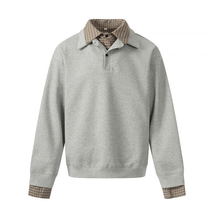 Herren Sweatshirt mit integriertem Hemdkragen und Layering‑Optik Drune