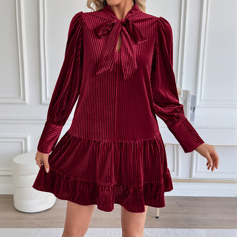 Damen Elegantes und Verspielt Kleid mit Schluppe Drune