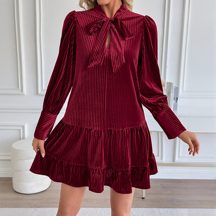 Damen Elegantes und Verspielt Kleid mit Schluppe Drune