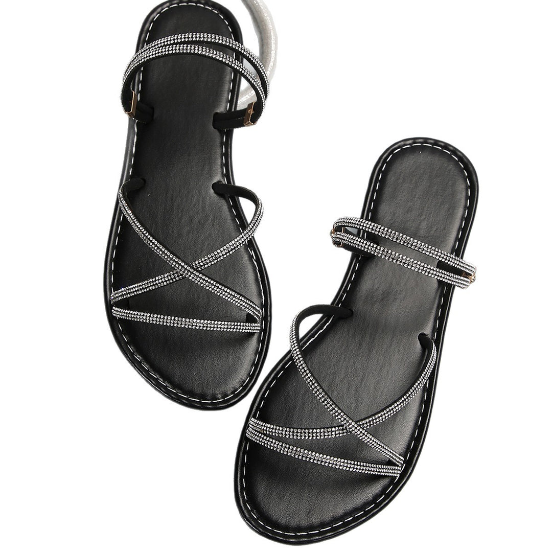 Damen Riemchen-Sandalen mit funkelnden Strassdetails und komfortabler Sohle Drune