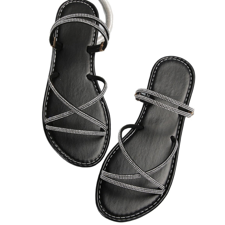 Damen Riemchen-Sandalen mit funkelnden Strassdetails und komfortabler Sohle Drune