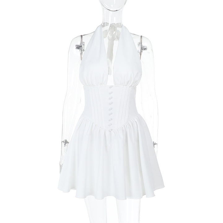 Damen elegantes Wickelkleid mit tiefem V-Ausschnitt und figurbetonter Taille Drune
