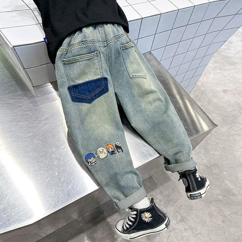 Unisex trendige Baggy-Jeans mit kreativen Stickereien Drune