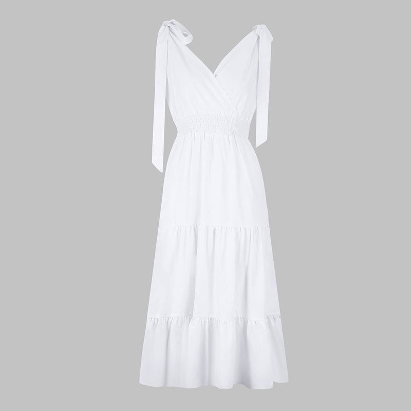Damen Maxikleid mit schickem V-Ausschnitt und Rüschendetail Drune