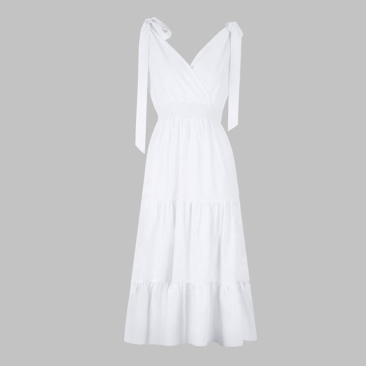 Damen Maxikleid mit schickem V-Ausschnitt und Rüschendetail Drune