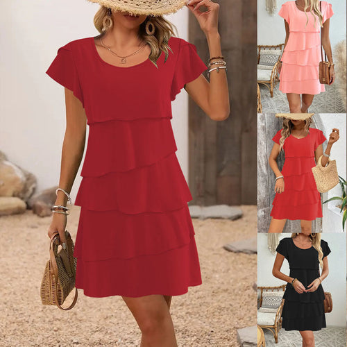 Damen Luftiges Lagenkleid mit Rüschendetails Drune