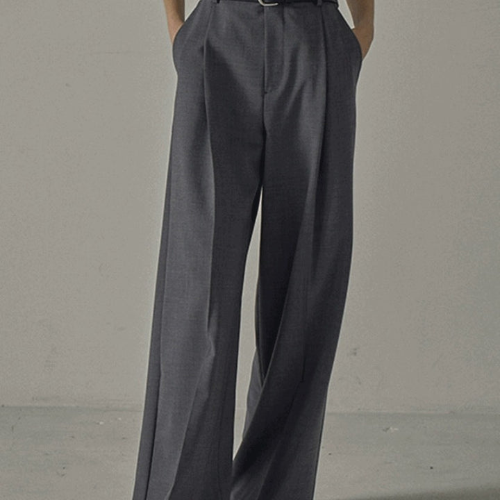 Damen elegante weite Hochbundhose mit Gürtel Drune