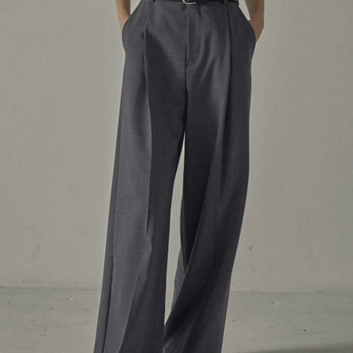 Damen elegante weite Hochbundhose mit Gürtel Drune