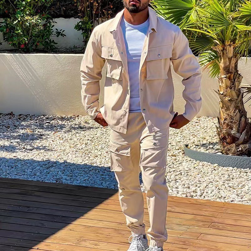 Herren modisches Cargo-Jacket mit passender Hose im Freizeitlook Drune