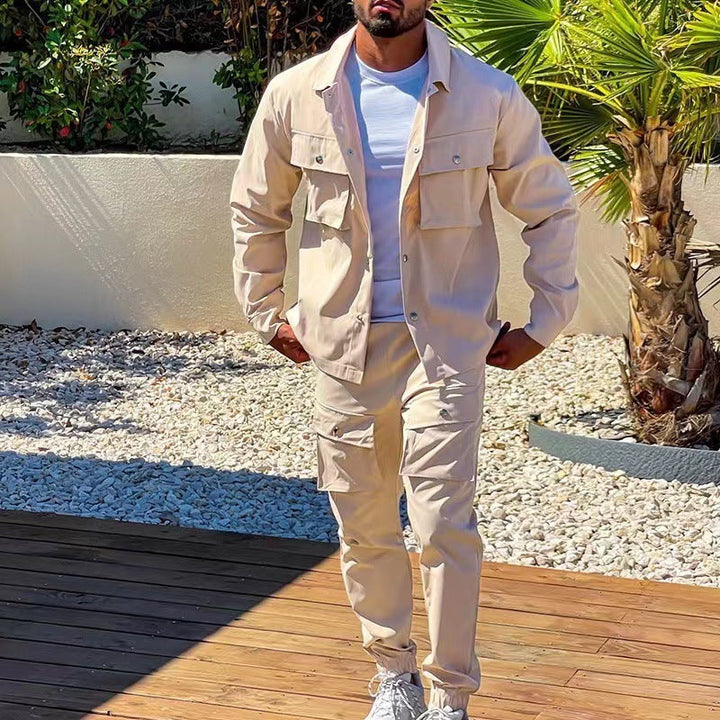 Herren modisches Cargo-Jacket mit passender Hose im Freizeitlook Drune