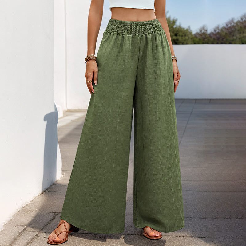 Damen Leichte Palazzo-Hose mit hohem Smokbund und fließender Weite Drune