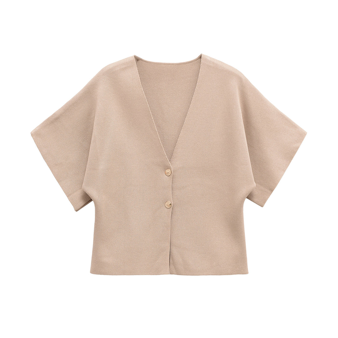 Damen leichte Strickjacke mit elegantem V-Ausschnitt und luxuriösen Knopfdetails Drune
