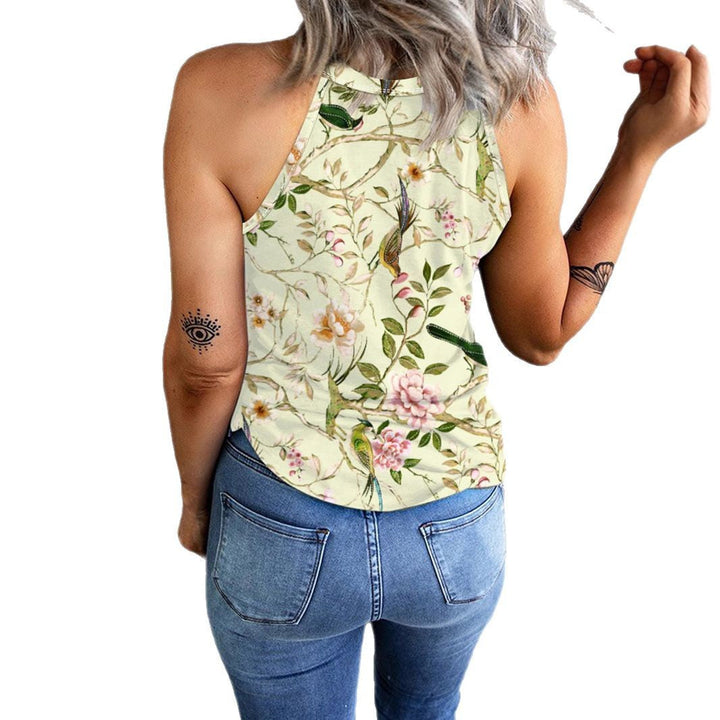 Drune | Vintage Floral Plant Pattern Slim Fit Tank Top