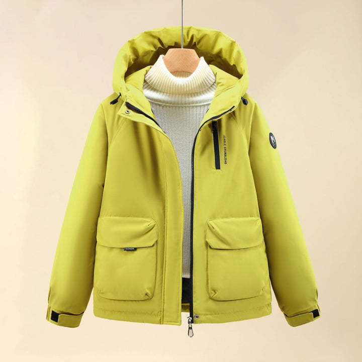 Damen Isolierte Outdoorjacke mit voluminösem Kapuzenkragen und praktischen Taschen Drune