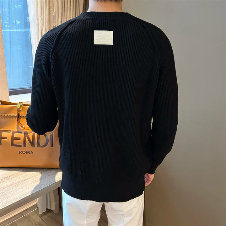 Herren Rippstrickpullover mit Knopfleiste Drune