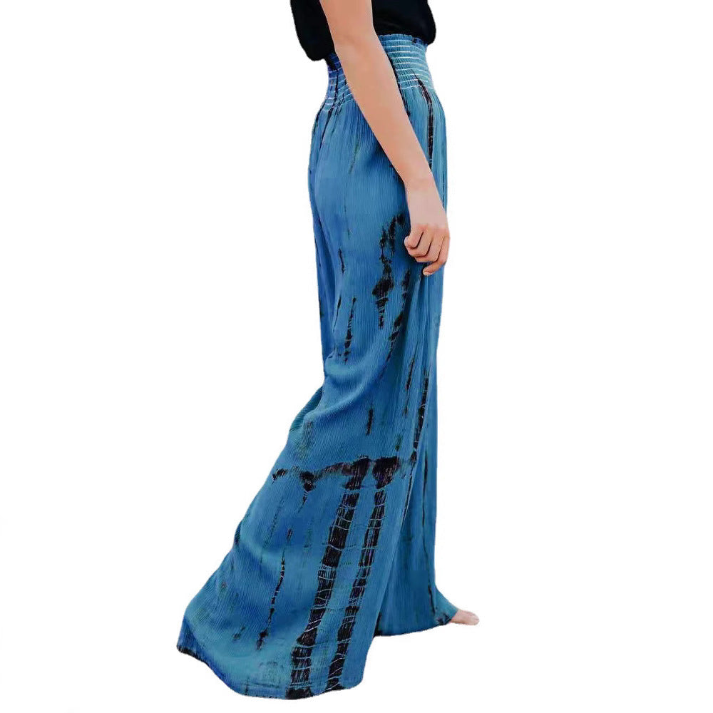 Damen elegante weite Pluderhose mit tiefem Bund und grafischem Druck Drune