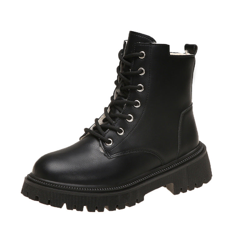 Damen Gefütterte Schnür-Bikerboots mit dicker Profilsohle Drune