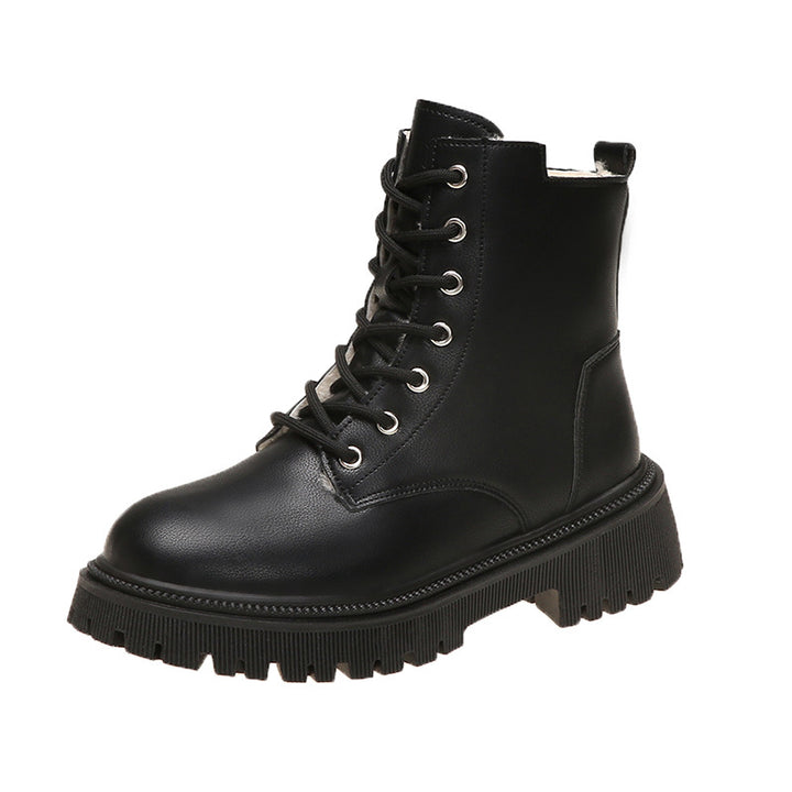 Damen Gefütterte Schnür-Bikerboots mit dicker Profilsohle Drune