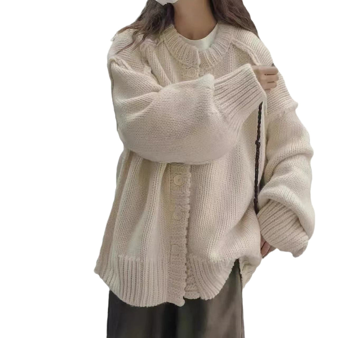 Damen oversized Strickjacke mit speziellen Knopfdetails und weiten Ärmeln Drune