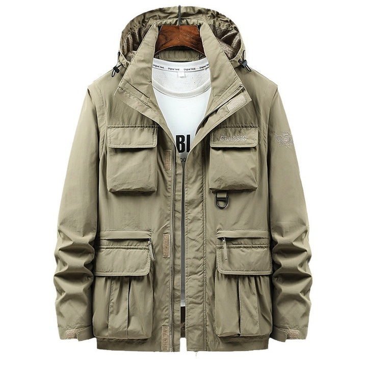 Herren Multifunktionale Utility-Fieldjacke mit Kapuze, Mehrfach-Taschen und Ripstop-Außenmaterial Drune