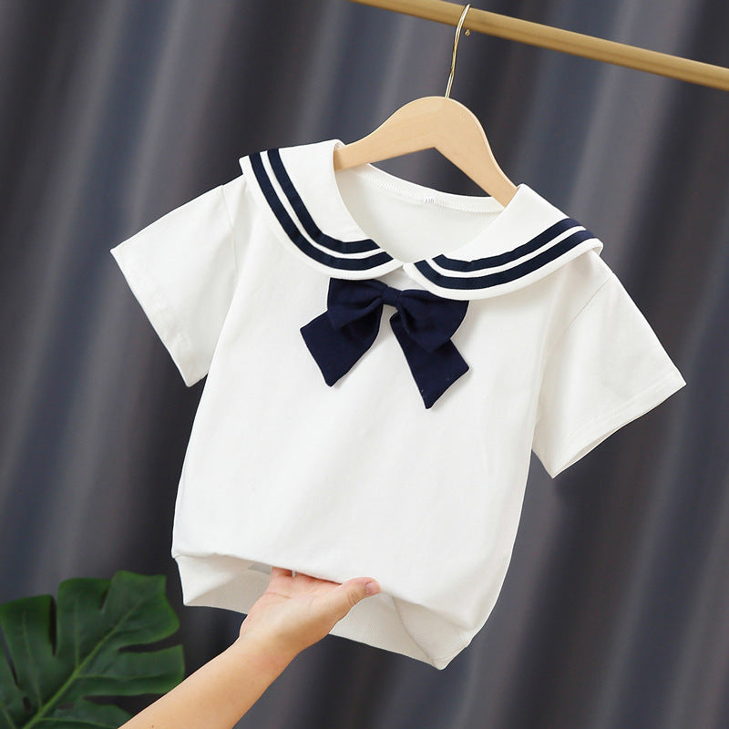 Mädchen Matrosen-T-Shirt mit Schleifendetail Drune