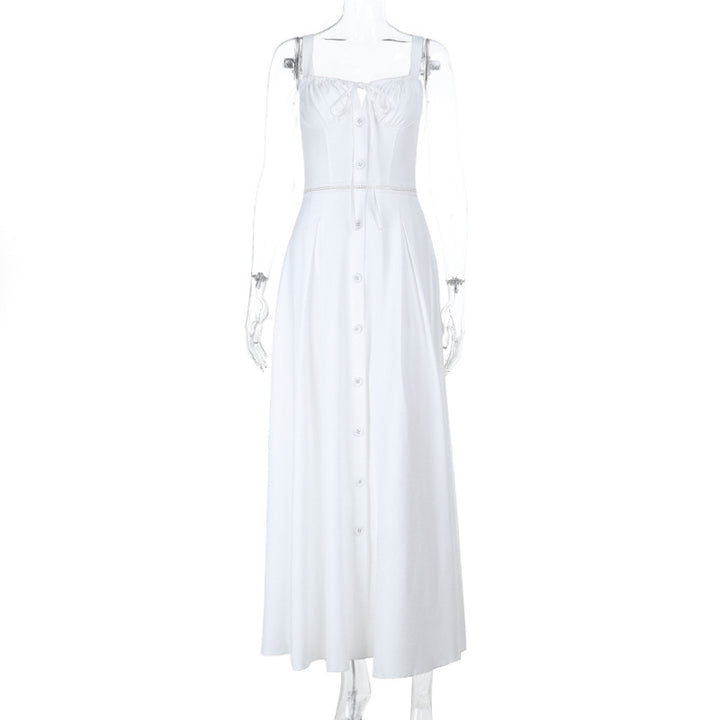 Damen Maxikleid mit Knopfverschluss und eleganter Raffung Drune