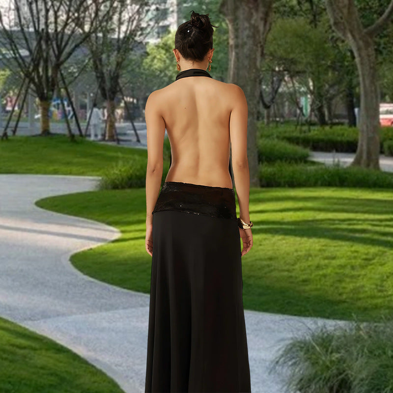 Damen Elegantes Abendkleid mit schimmerndem Gürtel Drune