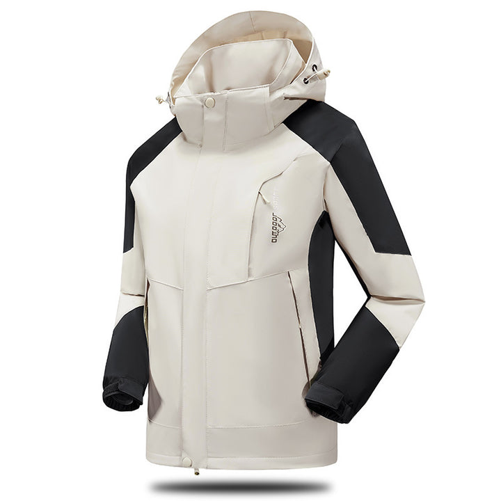 Herren Wind- und Wasserabweisende Trekkingjacke mit verstellbarer Kapuze und Brustreißverschluss Drune