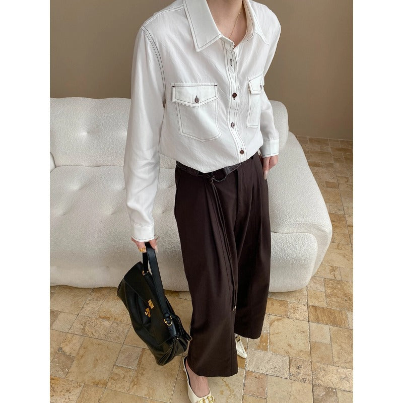 Damen lässige Overshirt-Bluse mit praktischen Brusttaschen und elegantem Schnitt Drune