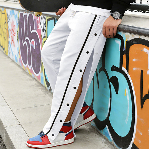 Herren Sportliche Snap-Trackhose mit seitlichen Druckknopfleisten und Tunnelzug Drune
