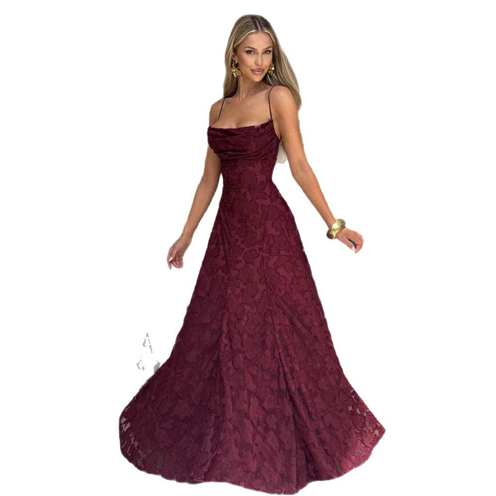Damen Elegantes und figurumspielendes Abendkleid mit floralen Applikationen Drune