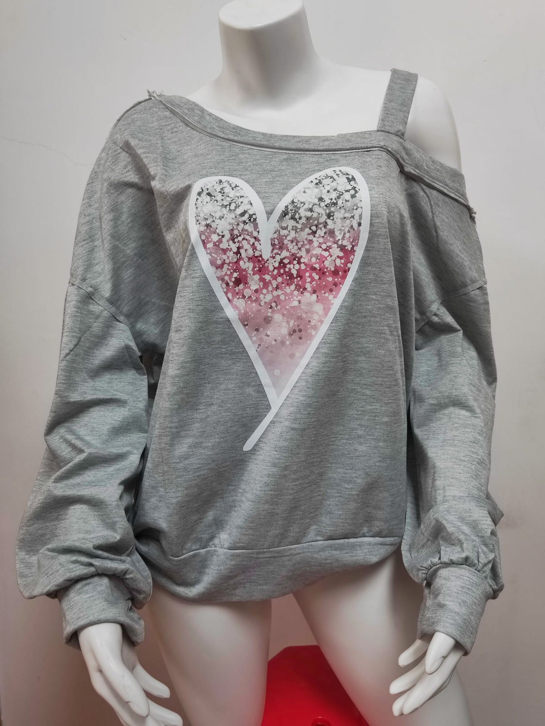 Damen Oversized Sweatshirt mit herzförmigem Glitzer-Print und lässigem Schnitt Drune