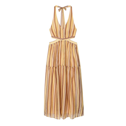 Damen Midikleid mit trendigen Cut-Outs und aufregendem Streifenmuster Drune