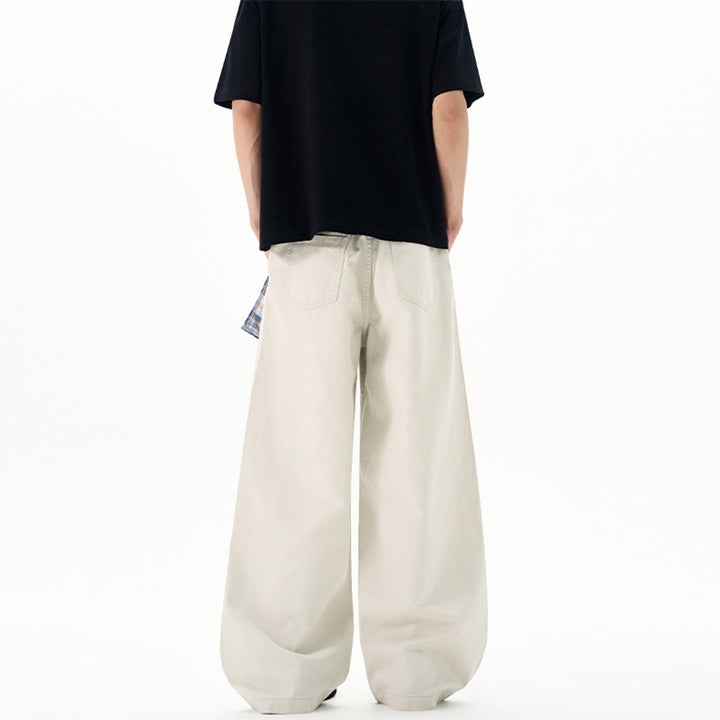 Herren Extraweite Baumwoll‑Twill‑Palazzohose mit markanten Saumnähten und skulpturaler Form Drune