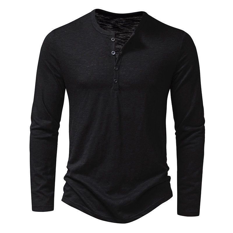 Herren Langarm-Henley-Shirt aus hochwertiger Baumwolle mit modernem Schnitt Drune
