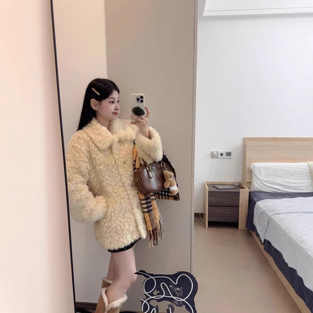 Damen Teddy-Mantel aus Kunstfell mit Oversize-Schnitt und Eingrifftaschen Drune