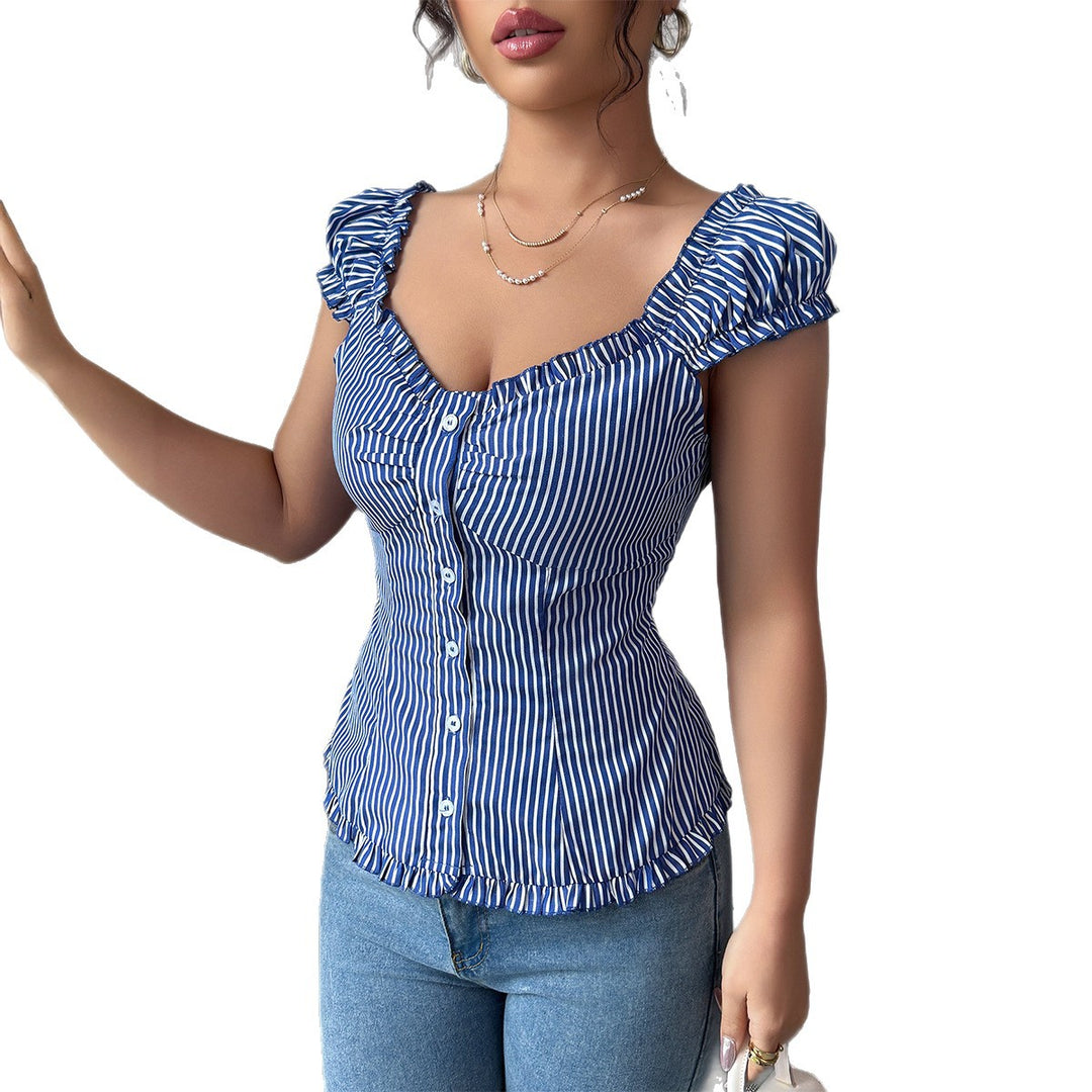 Damen Elegantes Oberteil mit Rüschendetails und tailliertem Schnitt Drune