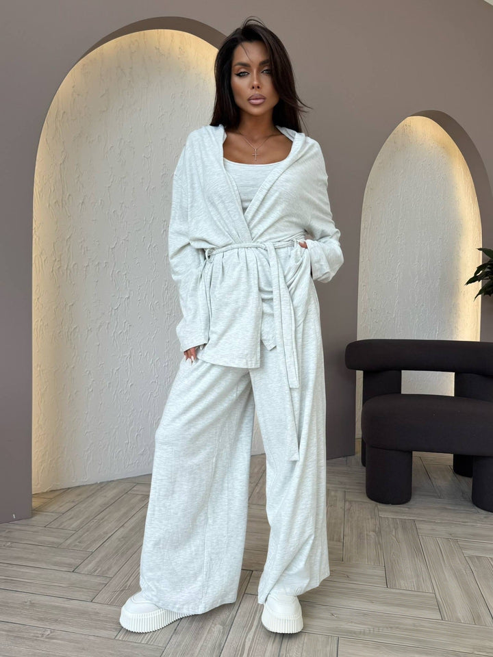 Damen lässige Freizeitjacke mit bindbarem Gürtel und weitem Schnitt Drune