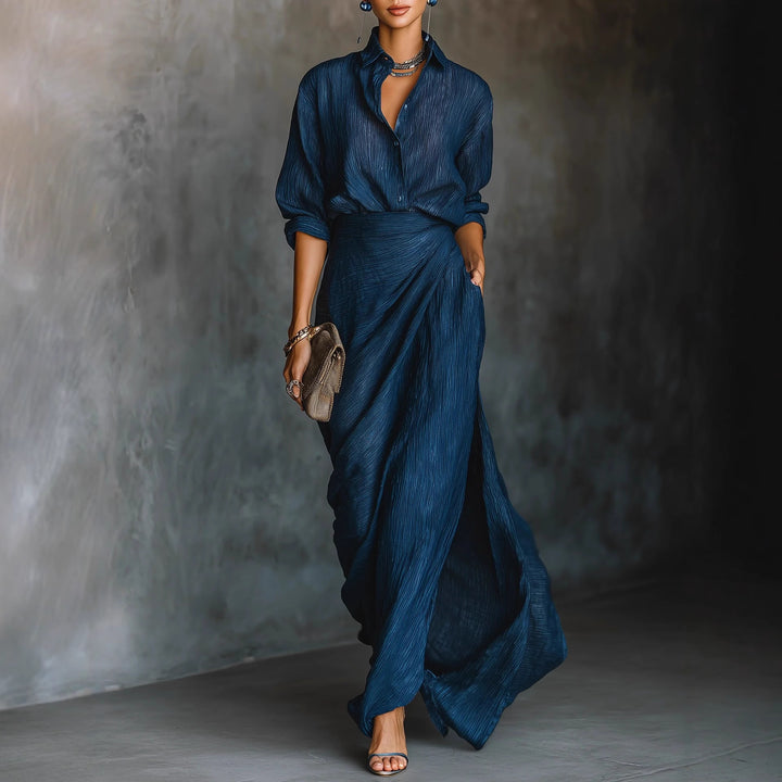 Damen Drapierter Maxi-Rock mit Wickel-Effekt und Crinkle-Textur Drune