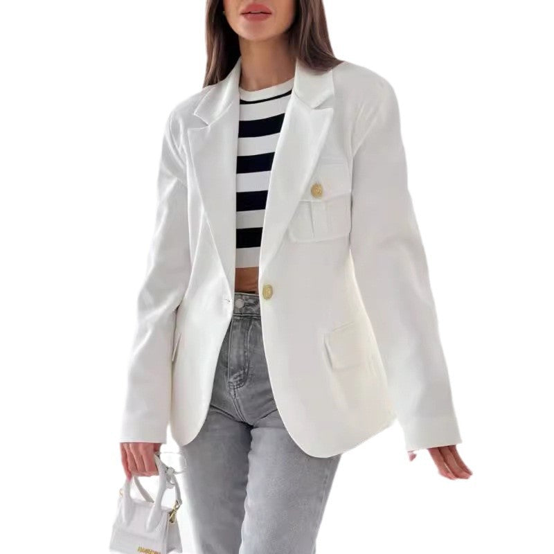 Damen Eleganter Blazer mit doppelter Knopfreihe und praktischen Taschen Drune