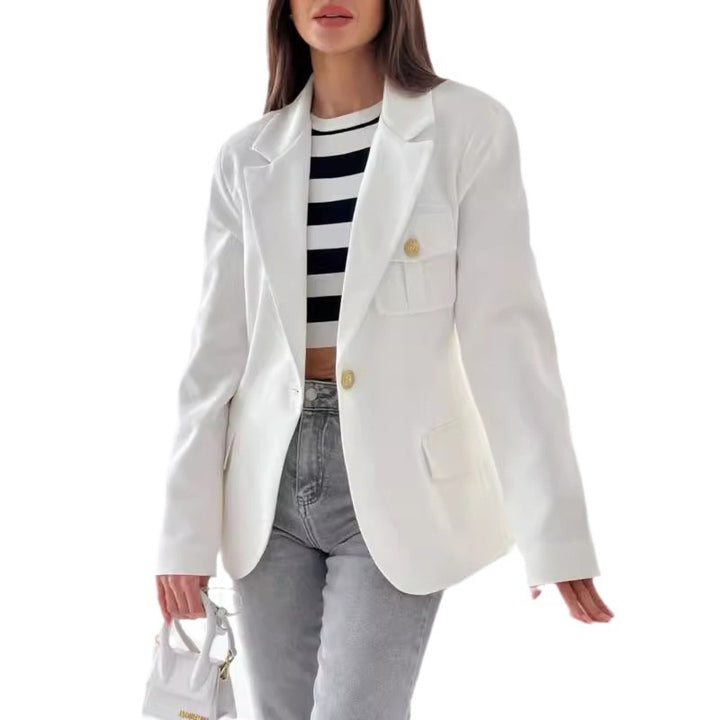 Damen Eleganter Blazer mit doppelter Knopfreihe und praktischen Taschen Drune
