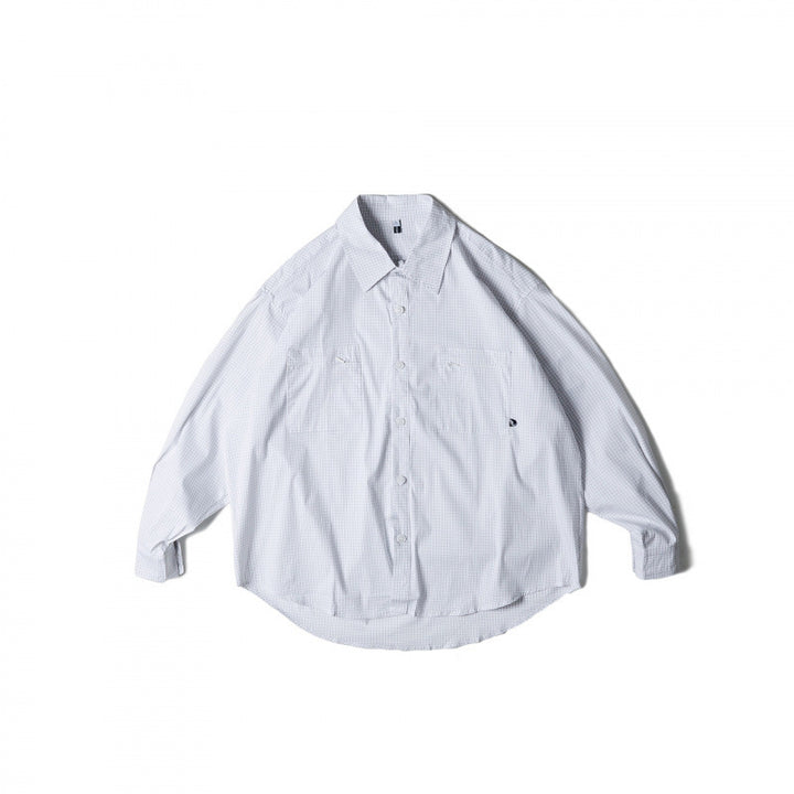 Unisex Oversize-kariertes Hemd mit rundem Saum und aufgesetzten Brusttaschen Drune