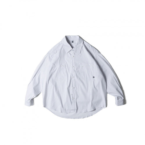 Unisex Oversize-kariertes Hemd mit rundem Saum und aufgesetzten Brusttaschen Drune