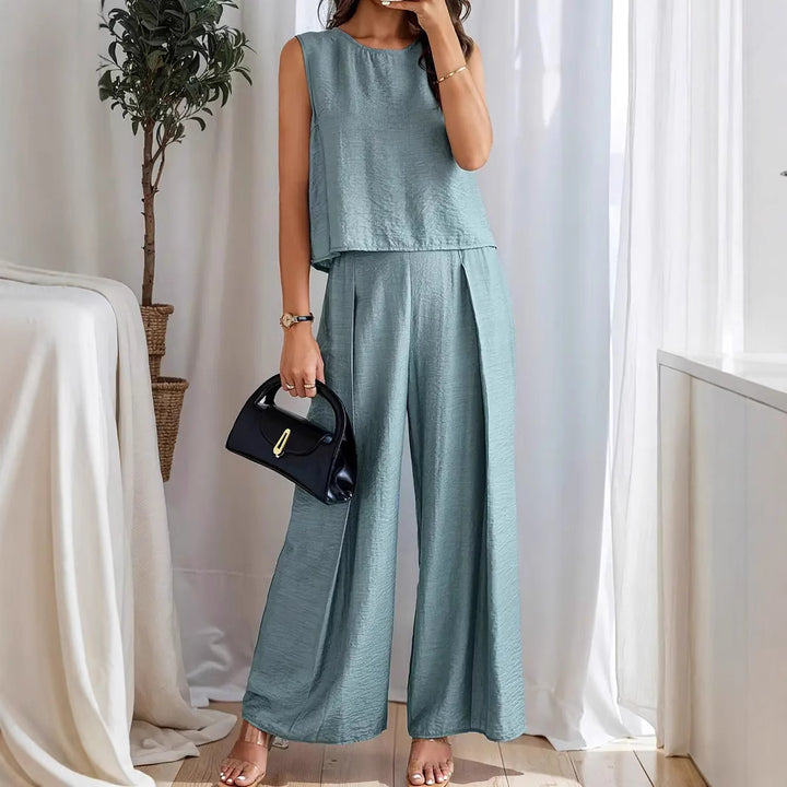 Damen weiches Oberteil und elegante weite Hose Drune