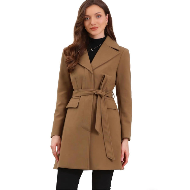 Damen Eleganter Trenchcoat mit Taillengürtel und praktischen Taschen Drune