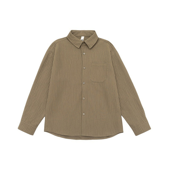 Unisex Texturierte Oversize-Hemdjacke mit Waffelstruktur und Brusttasche Drune