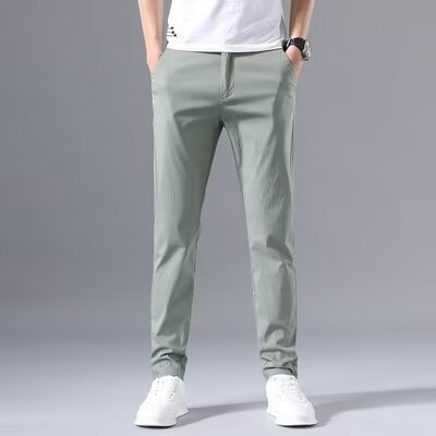 Herren stylische Chinohose mit schmalem Schnitt und elastischem Bund Drune